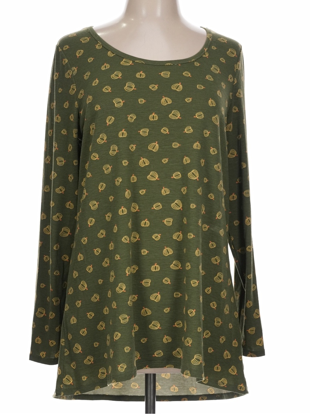 LULAROE Long Sleeve Top in Olive Green with Pumpkin Print NWT 2XL